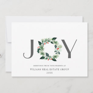Tarjeta Festiva NAVIDADES de JOY Festive Holly Berry Wreath saludo