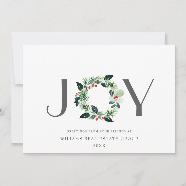 Tarjeta Festiva NAVIDADES de JOY Festive Holly Berry Wreath saludo (Anverso)