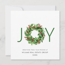 Tarjeta Festiva NAVIDADES de JOY Festive Holly Berry Wreath saludo