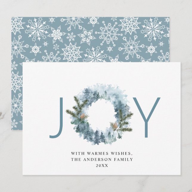 Tarjeta Festiva NAVIDADES de JOY Festive Holly Berry Wreath saludo (Anverso / Reverso)