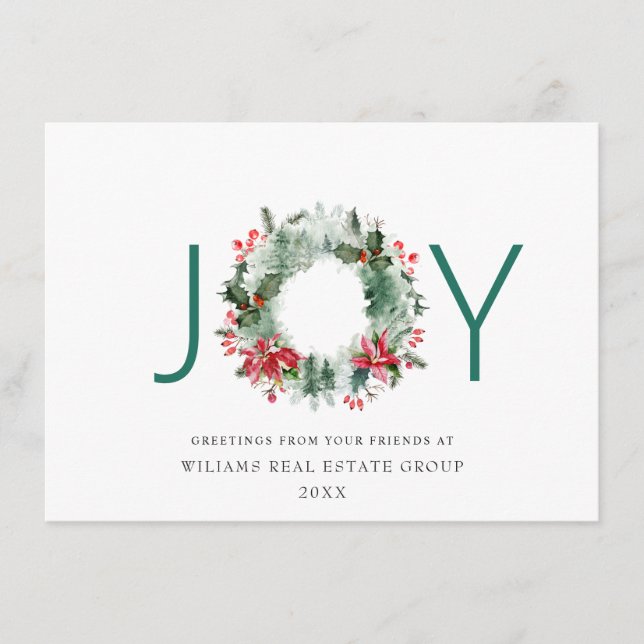 Tarjeta Festiva NAVIDADES de JOY Festive Holly Berry Wreath saludo (Anverso)