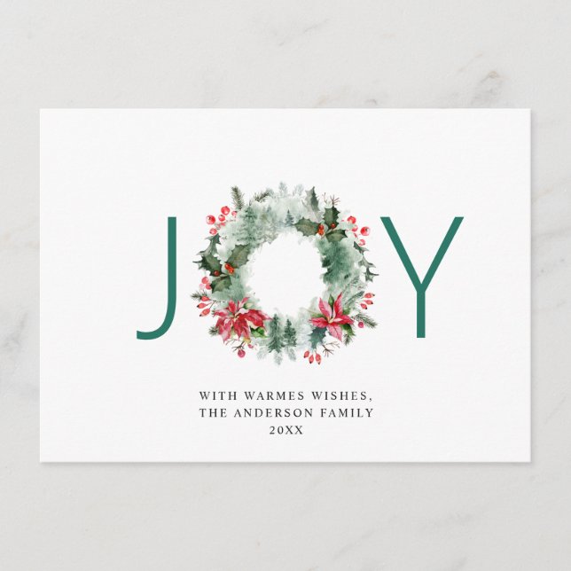 Tarjeta Festiva NAVIDADES de JOY Festive Holly Berry Wreath saludo (Anverso)