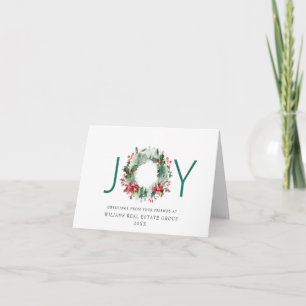 Tarjeta Festiva NAVIDADES de JOY Festive Holly Berry Wreath saludo