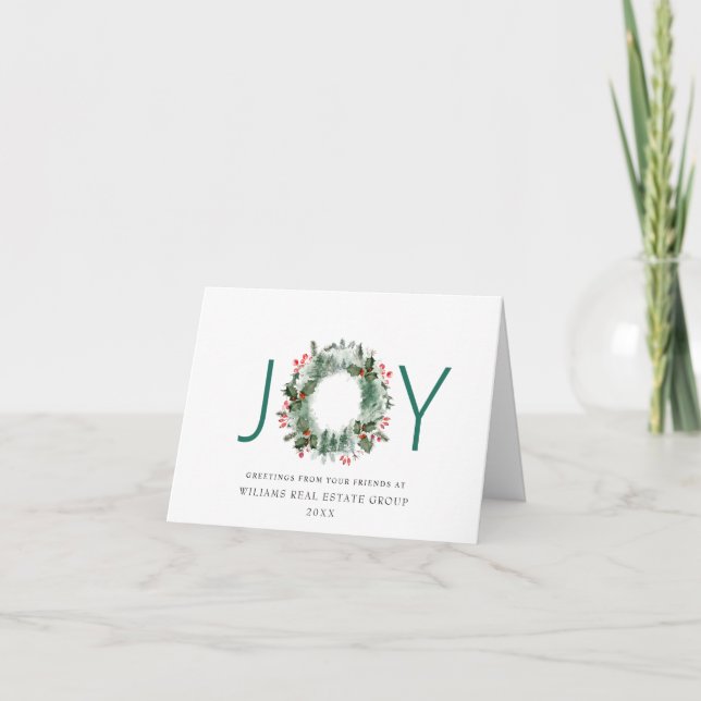 Tarjeta Festiva NAVIDADES de JOY Festive Holly Berry Wreath saludo (Anverso)