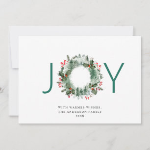 Tarjeta Festiva NAVIDADES de JOY Festive Holly Berry Wreath saludo