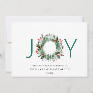 Tarjeta Festiva NAVIDADES de JOY Festive Holly Berry Wreath saludo