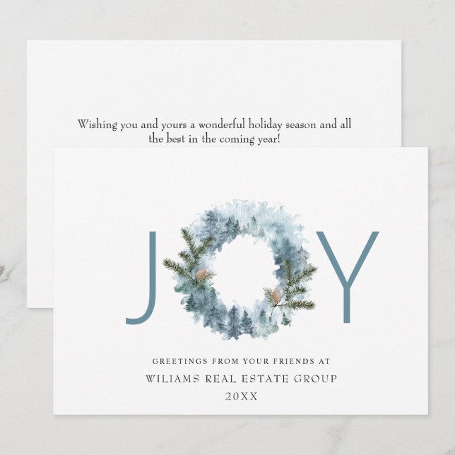 Tarjeta Festiva NAVIDADES de JOY Festive Holly Berry Wreath saludo (Anverso / Reverso)