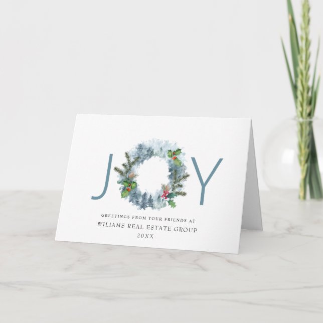 Tarjeta Festiva NAVIDADES de JOY Landscape Wreath Holly Berry (Anverso)
