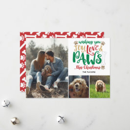 Tarjeta Festiva Navidades de Joy Love Paws Perro Red Green 3-Foto