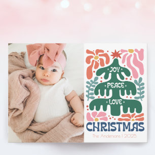 Tarjeta Festiva Navidades de Joy Peace Retro