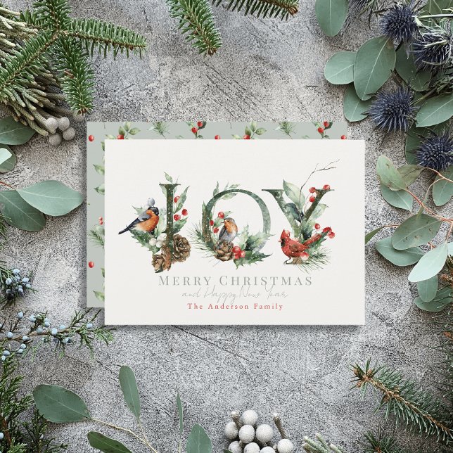 Tarjeta Festiva NAVIDADES de JOY Pine Cone Red Berry Birds (Subido por el creador)