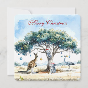 Tarjeta Festiva Navidades de Kangaroo Koalas Emu Gumtree Baubles