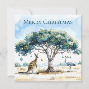 Tarjeta Festiva Navidades de Kangaroo y Emu Gumtree Baubles
