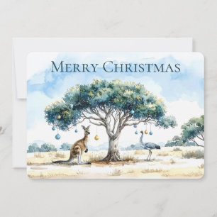 Tarjeta Festiva Navidades de Kangaroo y Emu Gumtree Baubles