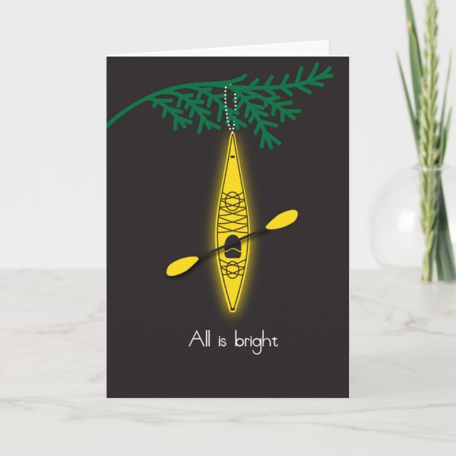Tarjeta Festiva navidades de kayak: "Todo es brillante" (Anverso)
