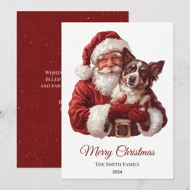 Tarjeta Festiva Navidades de Kelpie Dog Santa Claus en Australia (Anverso / Reverso)