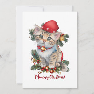 Tarjeta Festiva Navidades de kitten de Meowwy Navidades