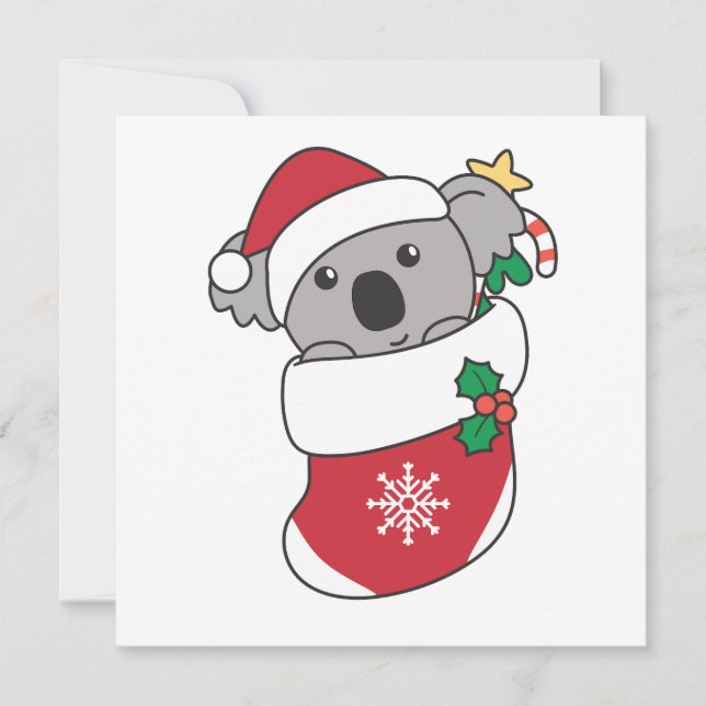 Tarjeta Festiva Navidades de Koala Nieve Animales De Invierno Koal (Anverso)