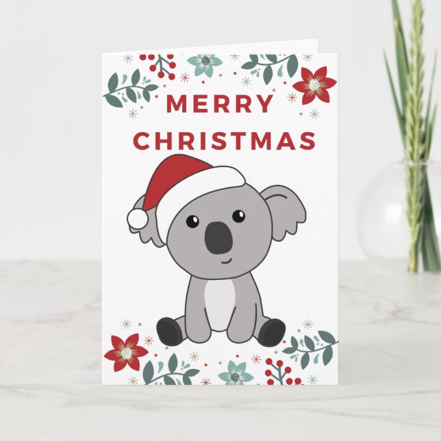Tarjeta Festiva Navidades de Koala Nieve Animales de Invierno Koal (Anverso)
