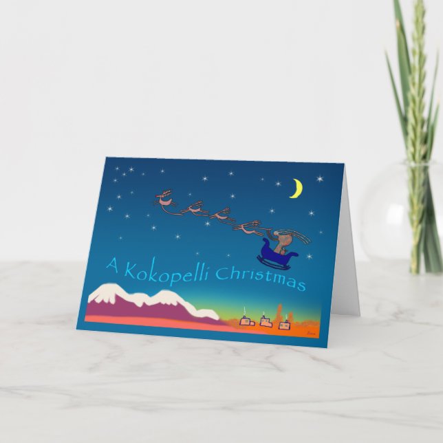 Tarjeta Festiva Navidades de Kokopelli (Anverso)