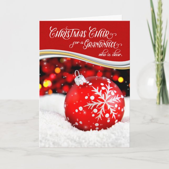 Tarjeta Festiva Navidades de la abuela vitorean el ornamento rojo (Anverso)