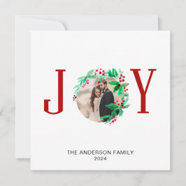 Tarjeta Festiva Navidades de la alegría de Wreath Holiday Watercol