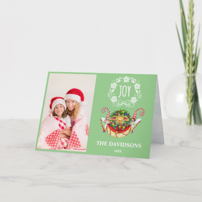 Tarjeta Festiva Navidades de la alegría moderna Typografía Rudy Fa (Anverso)