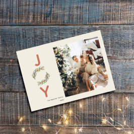 Tarjeta Festiva Navidades de la Alegría Verde Wreath Foto Botánica