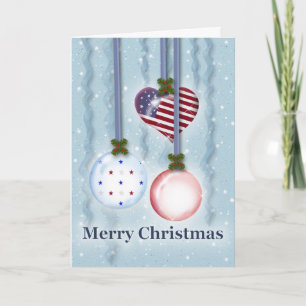 Tarjeta Festiva Navidades de la Americana con ornamentos