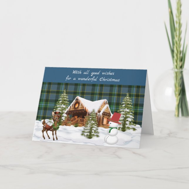 Tarjeta Festiva Navidades de la antigua Escocia Tartán (Anverso)