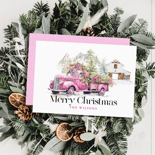 Tarjeta Festiva Navidades de la antigua granja de granjas rosadas  (Subido por el creador)