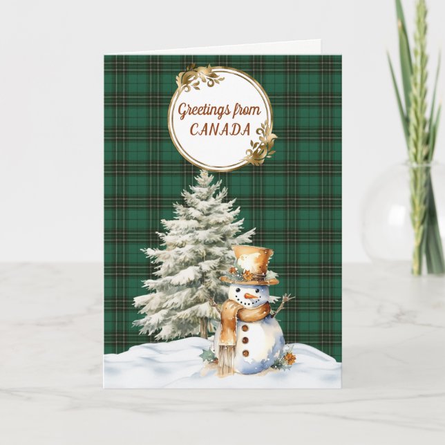 Tarjeta Festiva Navidades de la Antigua Tartán de la Caza MacLean (Anverso)