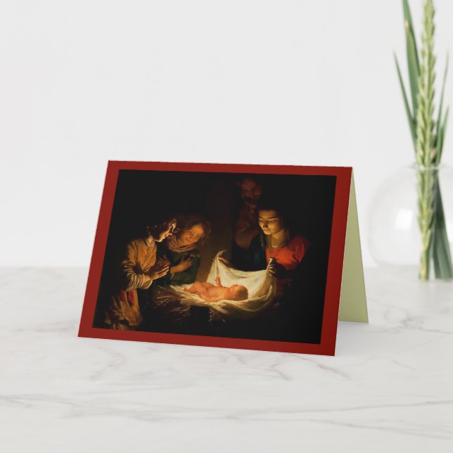 Tarjeta Festiva Navidades de la bella escena de la Natividad Tarje (Anverso)