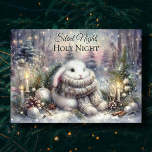Tarjeta Festiva Navidades de la Biblia KJV de Conejo Cute Noche Si