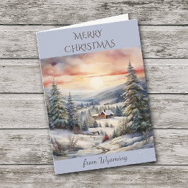 Tarjeta Festiva Navidades de la cabaña de la montaña Wyoming