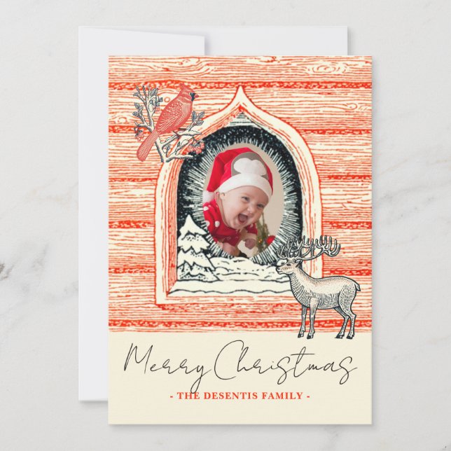 Tarjeta Festiva Navidades de la cabina de registro de país de Lino (Anverso)