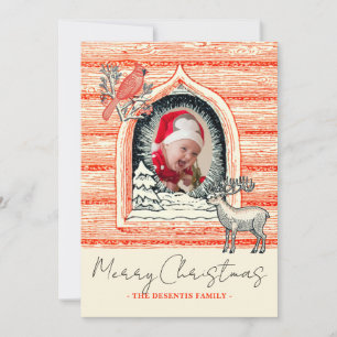 Tarjeta Festiva Navidades de la cabina de registro de país de Lino