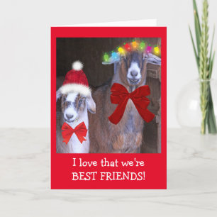 Tarjeta Festiva Navidades de la cabra de los mejores amigos
