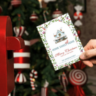 Tarjeta Festiva Navidades de la Casa Azul de la Casa de Vintage