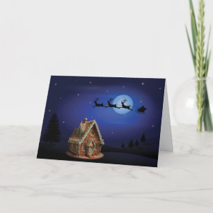 Tarjeta Festiva Navidades de la casa Gingerbread Holiday encantado