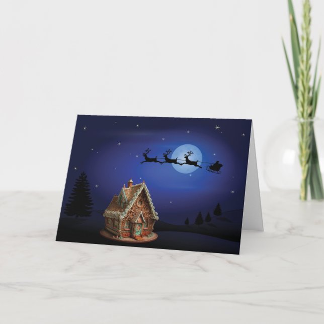 Tarjeta Festiva Navidades de la casa Gingerbread Holiday encantado (Anverso)