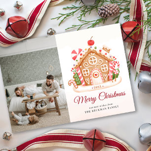 Tarjeta Festiva Navidades de la casa Gingerbread por diversión