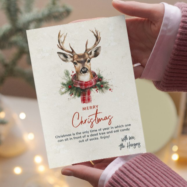 Tarjeta Festiva Navidades de la ciénaga roja de renos y Personaliz (Subido por el creador)