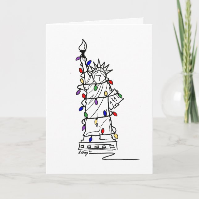Tarjeta Festiva Navidades de la ciudad de Nueva York: Estatua de l (Anverso)