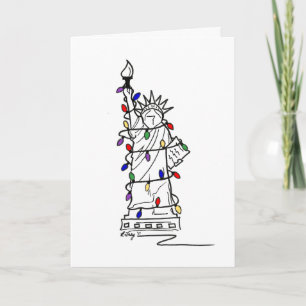Tarjeta Festiva Navidades de la ciudad de Nueva York: Estatua de l