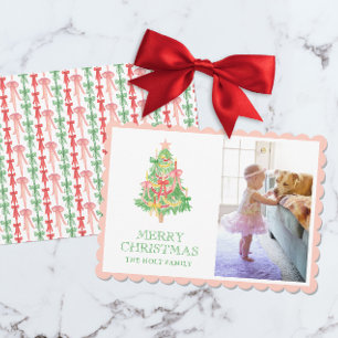 Tarjeta Festiva Navidades de la Coqueta del Vestido Verde Rosa de