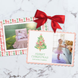 Tarjeta Festiva Navidades de la Coqueta del Vestido Verde Rosa de 