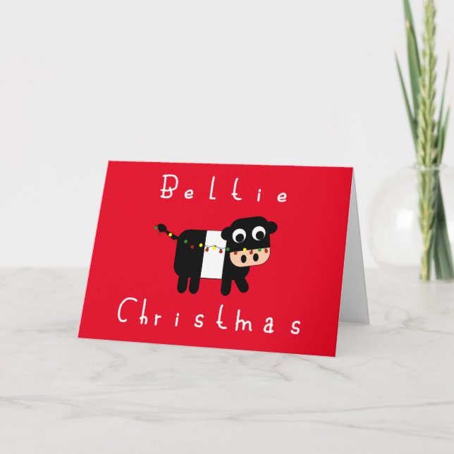 Tarjeta Festiva Navidades de la corbata Personalizado cortan vaca  (Anverso)