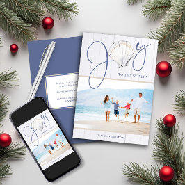 Tarjeta Festiva Navidades de la costa rusa disfrutan con foto navi