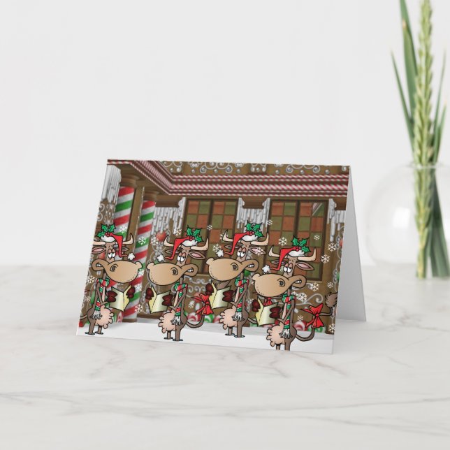 Tarjeta Festiva Navidades de la cría de vacas (Anverso)